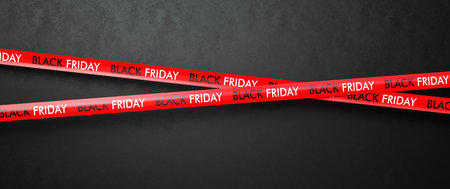 Black friday tape on the black background. 3d illustration.の写真素材