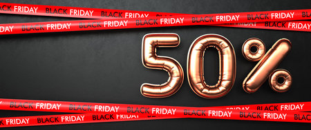 Black Friday half price offers. 3d illustration.の写真素材