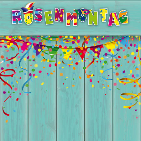 German text Rosenmontag, translate Carnival Monday. Eps 10 vector file.のイラスト素材