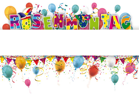 German text Rosenmontag, translate Carnival Monday. Eps 10 vector file.のイラスト素材