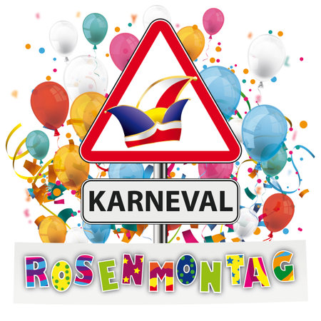 German text Karneval Rosenmontag, translate Carnival Monday. Eps 10 vector file.のイラスト素材