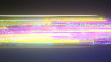 Algorithm streams over the optical fiber. 3d illustration.
