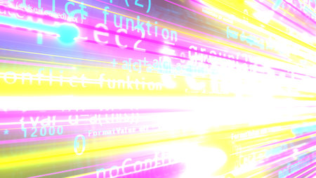 Algorithm streams over the optical fiber. 3d illustration.の写真素材