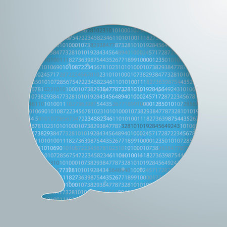 Speech bubble hole on the blue background with algorithm data. Eps 10 vector file.のイラスト素材