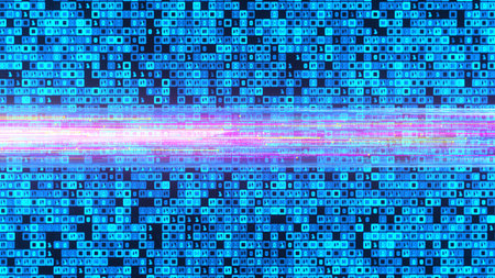 Algorithm streams over the optical fiber. 3d illustration.の写真素材