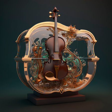 Abstract violin statue. Generative AI illustration.の素材