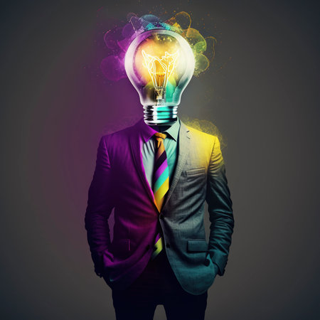 An creative businessman with a black suit. Generative AI.の素材