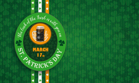 Vintage background with a irish flag and beer label for St Patricks Day. Eps 10 vector file.のイラスト素材