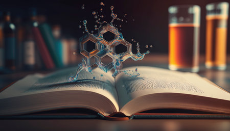 A chemistry learning book. Generative AIの素材