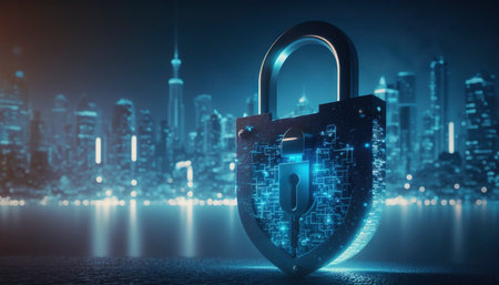 A cyber security in the city. Generative AIの素材