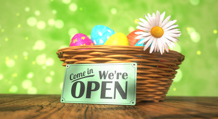 We are open on Easter. 3d illustration.の写真素材