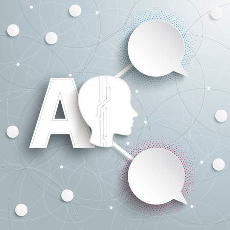 Infographic with circle speech bubbles and text AI on the white background. Eps 10 vector file.のイラスト素材