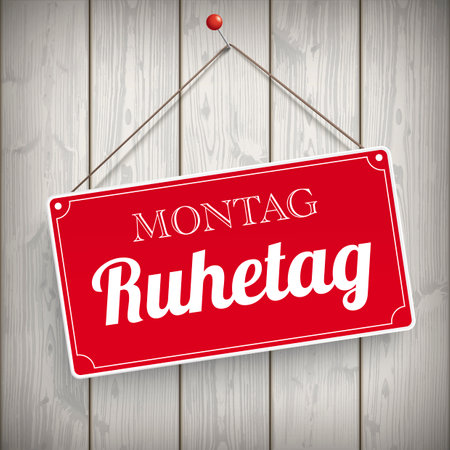 German text Montag Ruhetag, translate Monday Rest Day. Eps 10 vector file.のイラスト素材