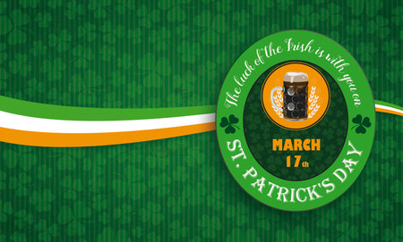 Vintage background with a irish flag and beer label for St Patricks Day. Eps 10 vector file.のイラスト素材