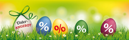 German text Frohe Osterangebot, translate Easter Offer. Eps 10 vector file.のイラスト素材