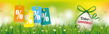 German text Frohe Osterangebot, translate Easter Offer. Eps 10 vector file.のイラスト素材