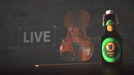 Live music on St. Patrick's Day. 3d illustration.の写真素材