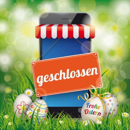 German text Geschlossen, translate Closed.  Eps 10 vector file.のイラスト素材