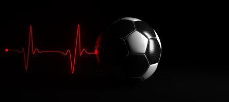 A football with the pulse diagram. 3d illustration.の写真素材
