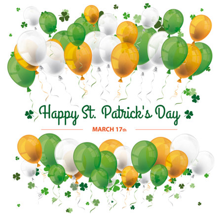 St. Patrick's Day banner with balloons and shamrocks.  Eps 10 vector file.のイラスト素材