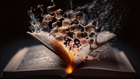 A chemistry learning book. Generative AIの素材
