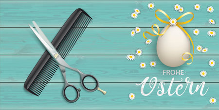 German text Frohe Ostern, translate Happy Easter.  Eps 10 vector file.のイラスト素材