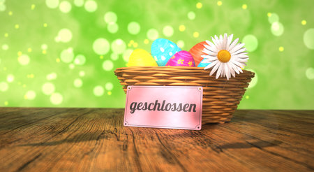 German text geschlossen, translate closed. 3d illustration.の写真素材