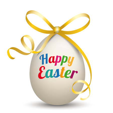 Egg with yellow ribbon and text Happy Easter. Eps 10 vector file.のイラスト素材