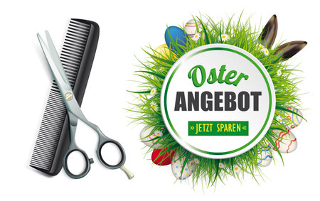 German text Osterangebot, Jetzt Sparen, translate Easter Offer, Save Now. Eps 10 vector file.のイラスト素材