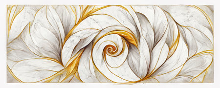 Floral ornaments on the marble. Generative AI.の素材