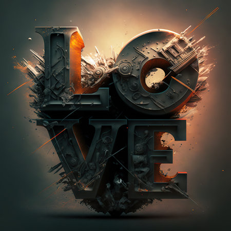 An abstract text LOVE. Generative AI.の素材