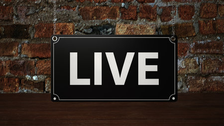 A black sign with the text Live. 3d illustration.の写真素材