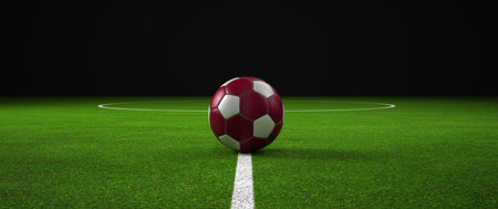 Football in Qatar national colors on the ground. 3d illustration.の写真素材