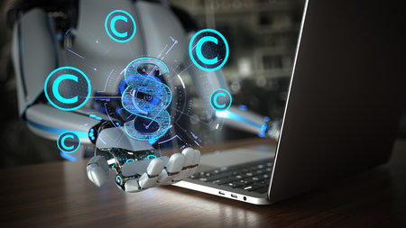 The AI ensures that copyrights are respected. 3d illustration.の写真素材