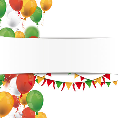A cover for Cinco de Mayo with colored balloons and buntings. Eps 10 vector file.のイラスト素材
