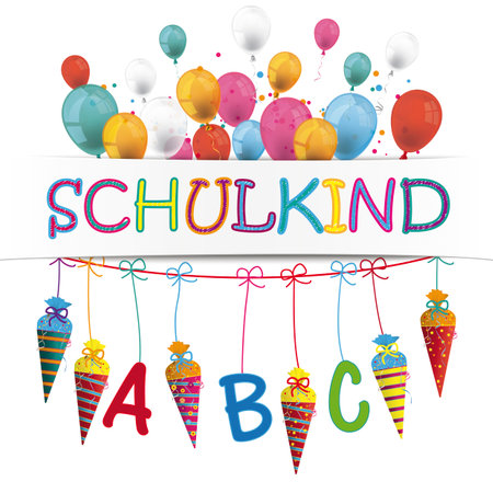 German text Schulkind, translate Schoolkid. Eps 10 vector file.のイラスト素材