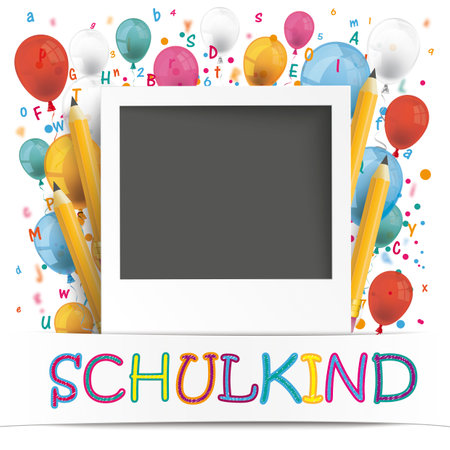 German text Schulkind, translate Schoolkid. Eps 10 vector file.のイラスト素材