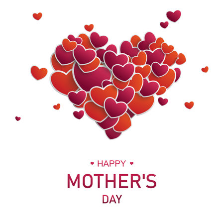 Flying hearts with the text Happy Mothers Day. Eps 10 vector file.のイラスト素材
