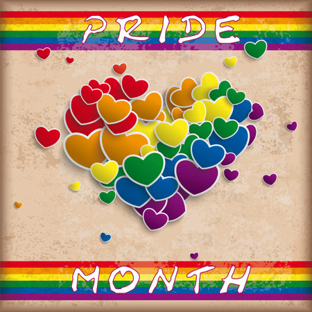 A vintage cover for the Pride Month. Eps 10 vector file.のイラスト素材