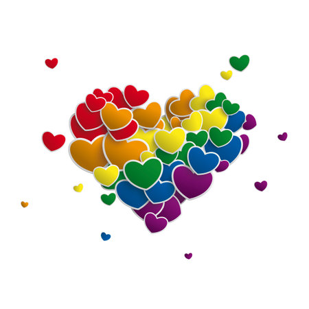 Hearts in the colors of the rainbow. Eps 10 vector file.のイラスト素材