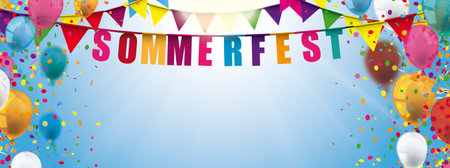 German text Sommerfest, translate Summer Fair. Eps 10 vector file.のイラスト素材