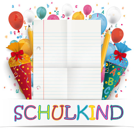 German text Schulkind, translate Schoolkid. Eps 10 vector file.のイラスト素材