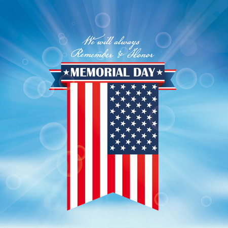 Memorial Day cover with the text We will always remember and honor.のイラスト素材