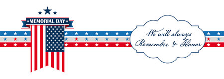Memorial Day banner design with US-Flag. Eps 10 vector file.のイラスト素材