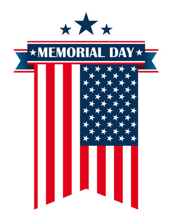 Memorial Day letter design with US-Flag. Eps 10 vector file.のイラスト素材