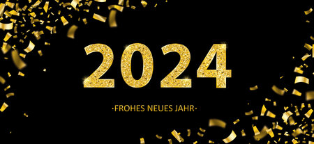 German text Frohes Neues Jahr 2024, translate Happy New Year 2024.のイラスト素材