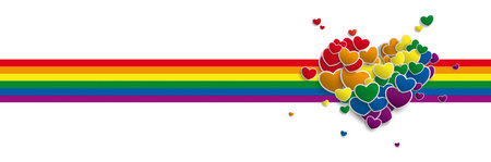 A header with hearts in rainbow colors.のイラスト素材