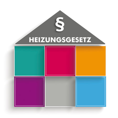 German text Heizungsgesetz, translate Heating Law. Eps 10 vector file.のイラスト素材