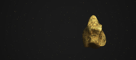 A gold nugget on the dark background. 3d illustration.の写真素材
