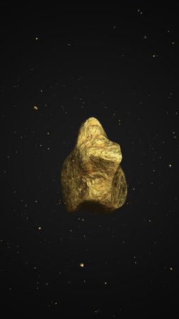A gold nugget on the dark background. 3d illustration.の写真素材